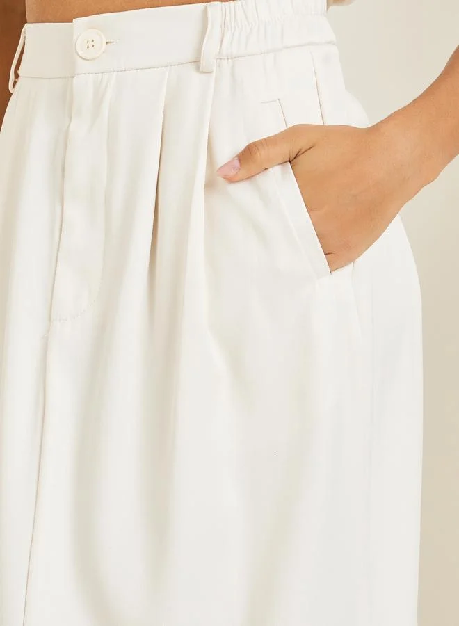 Styli Women Cream A-Line Maxi Skirt